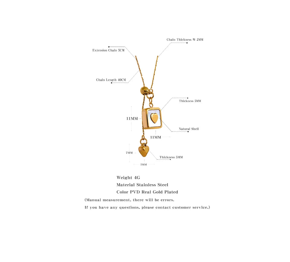 Shell heart geometric necklace in gold-plated stainless steel with shell.