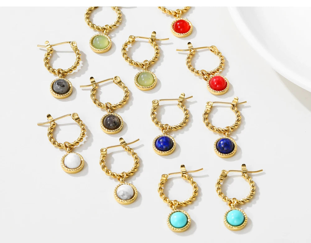 Lapis Lazuli Opal Drop Earrings — 316L Stainless Steel · PS436