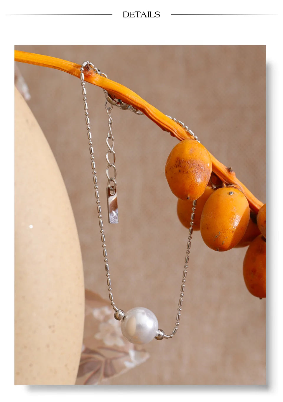 Pearl Geometric Chain Bracelet — Gold-Plated Stainless Steel with Pearl · PS1048