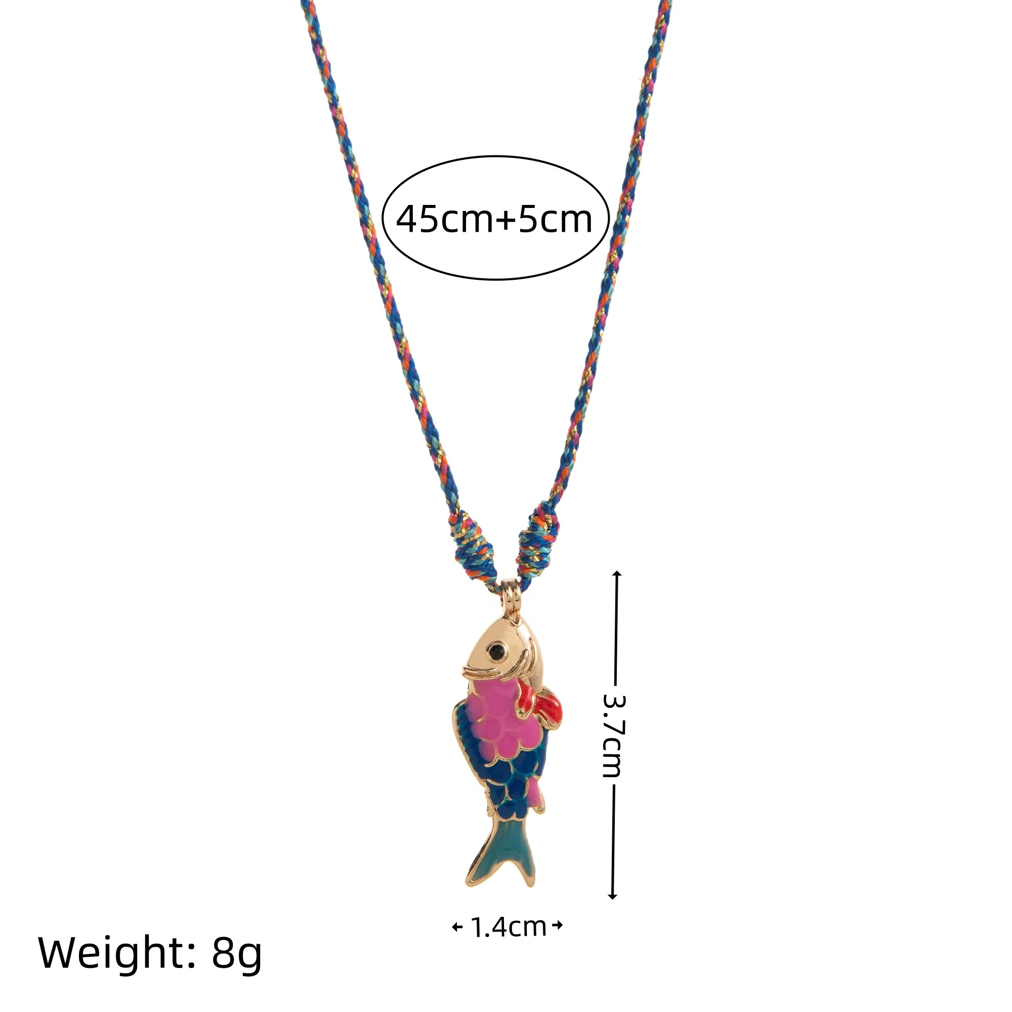 Fashionable and trendy colorful rope necklace ocean fish high-quality colorful stainless steel pendant necklace
