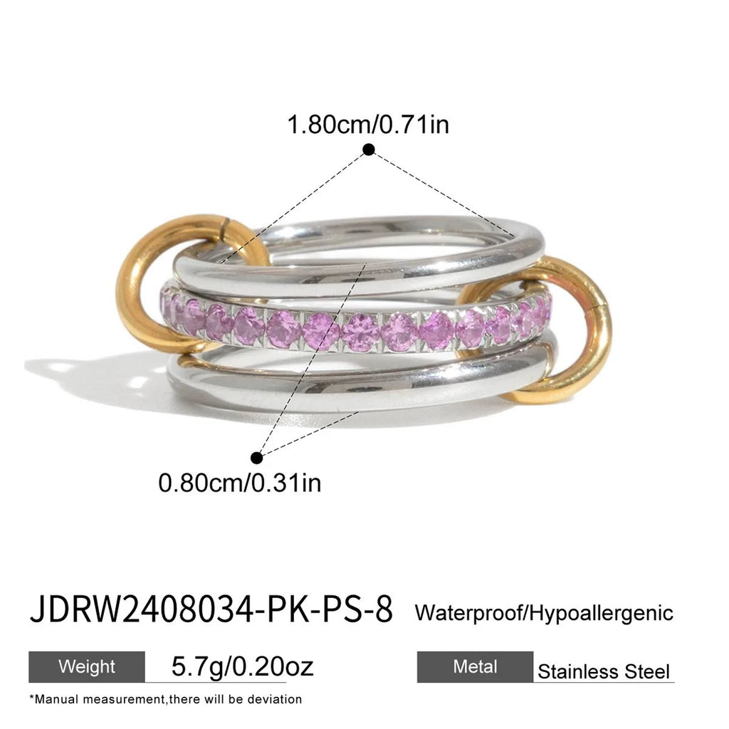Two-Tone Crystal Ring — Stainless Steel · PS229
