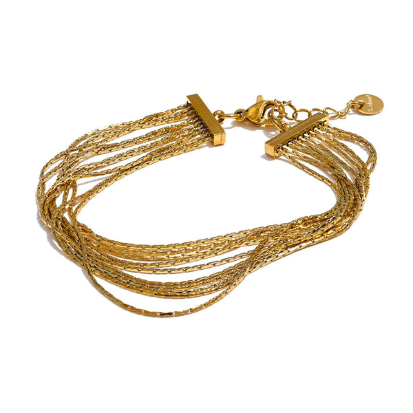 Geometric Chain Layered Bracelet — Gold-Plated Stainless Steel · PS1761