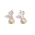Cubic zirconia heart earrings in gold-plated stainless steel with cubic zirconia.