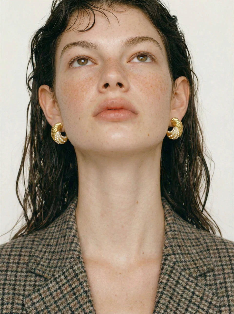 Cubic Zirconia Geometric Earrings — Gold-Plated Stainless Steel with Cubic Zirconia · PS917