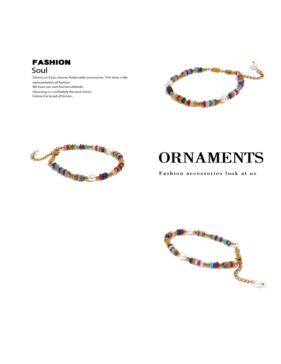 Pearl natural stone geometric necklace in gold-plated stainless steel with pearl and natural stone.
