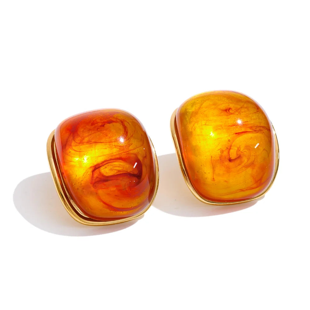 Resin Acrylic Y2K Earrings — Gold-Plated Stainless Steel with Resin and Acrylic · PS1858