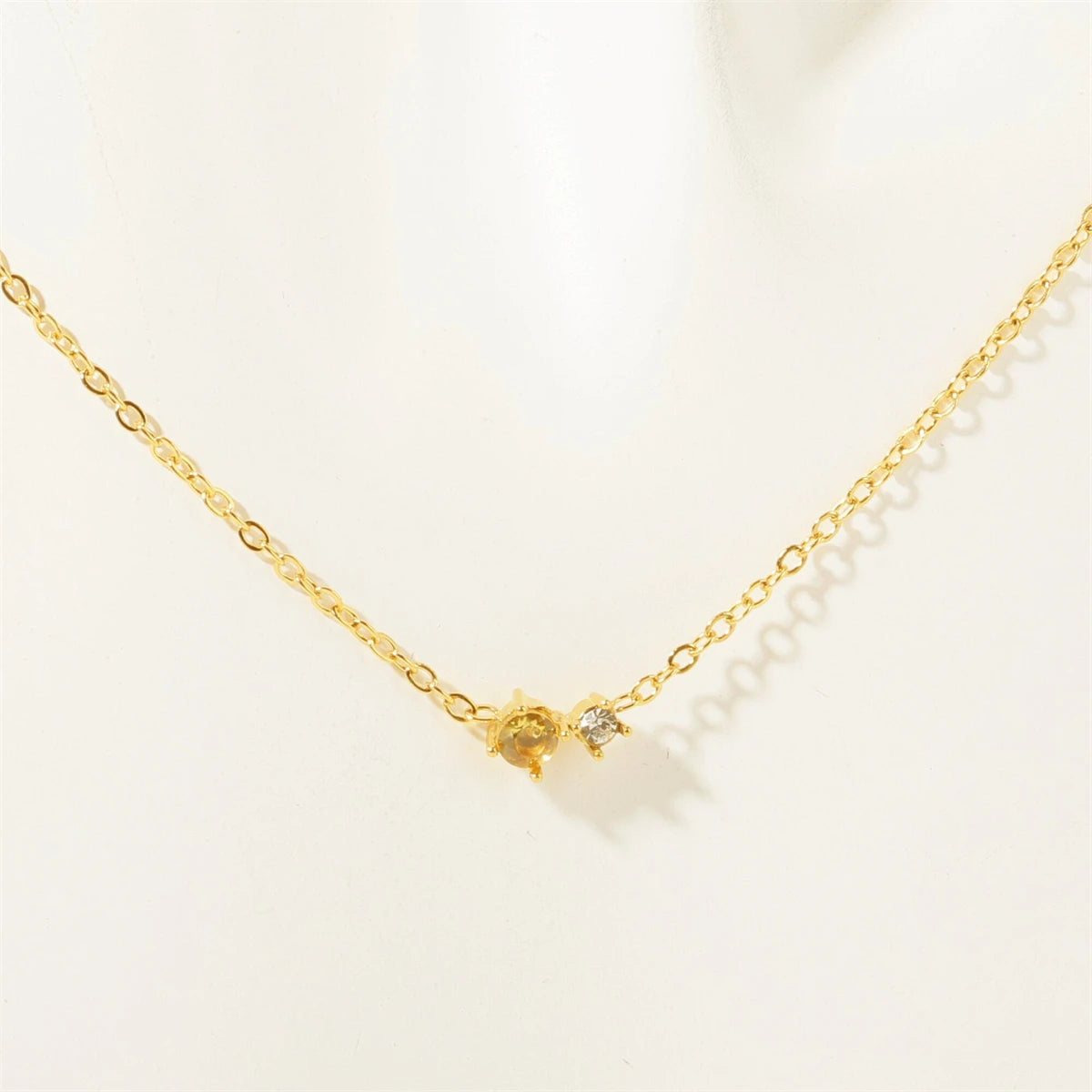 Titanium Steel 12 Birthday Stone Zircon Vintage Art Necklace Collar Chain High Color Protection 18K Gold Plated Necklace