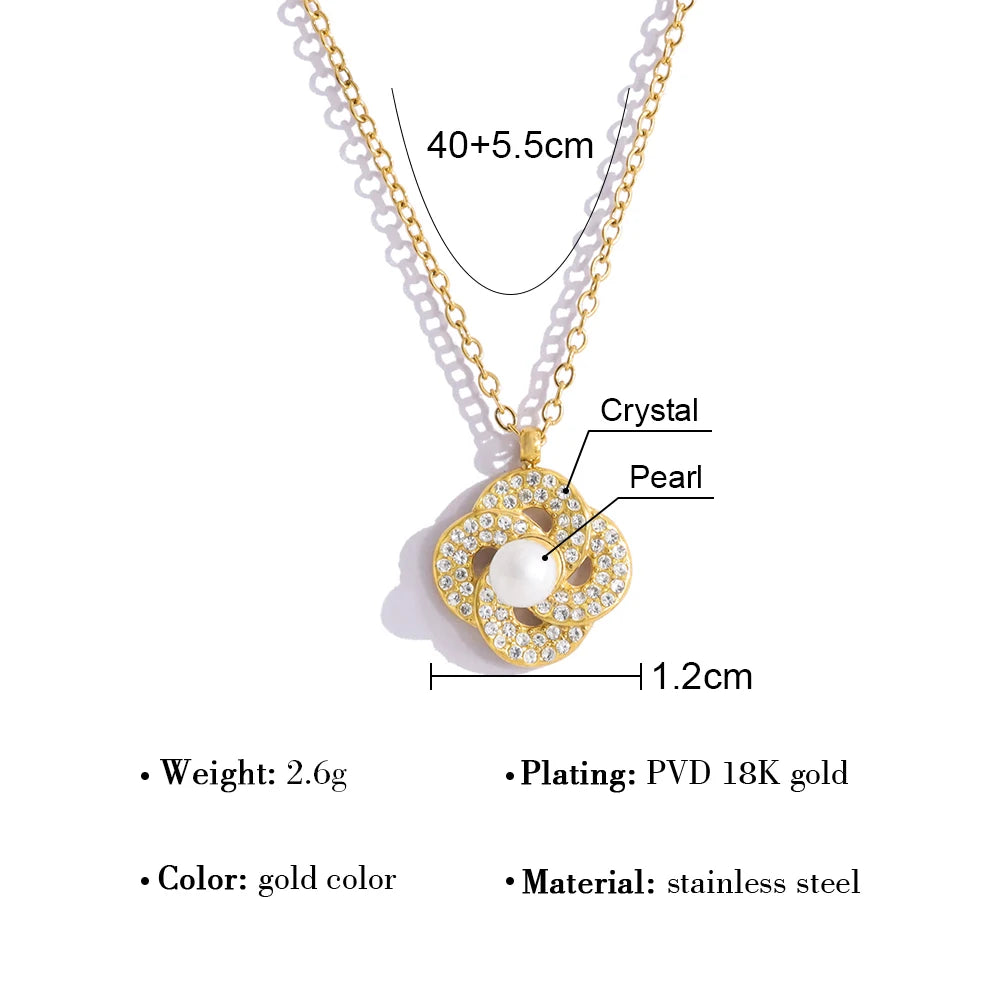 Crystal Pendant Necklace Vintage — 316L Stainless Steel · PS435
