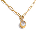 Cubic zirconia geometric necklace in gold-plated stainless steel with cubic zirconia.