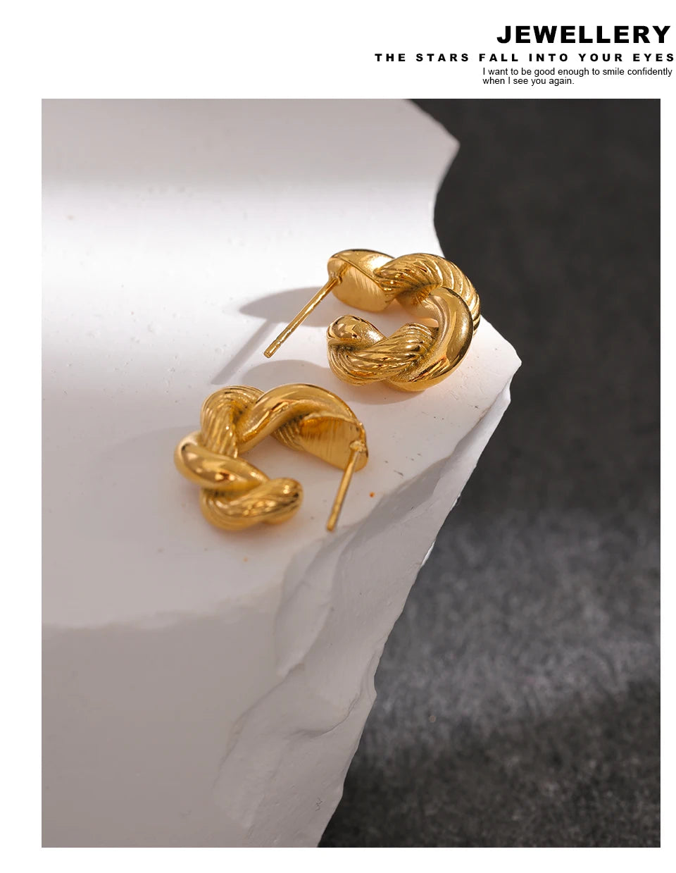 Geometric earrings in gold-plated 316L stainless steel.