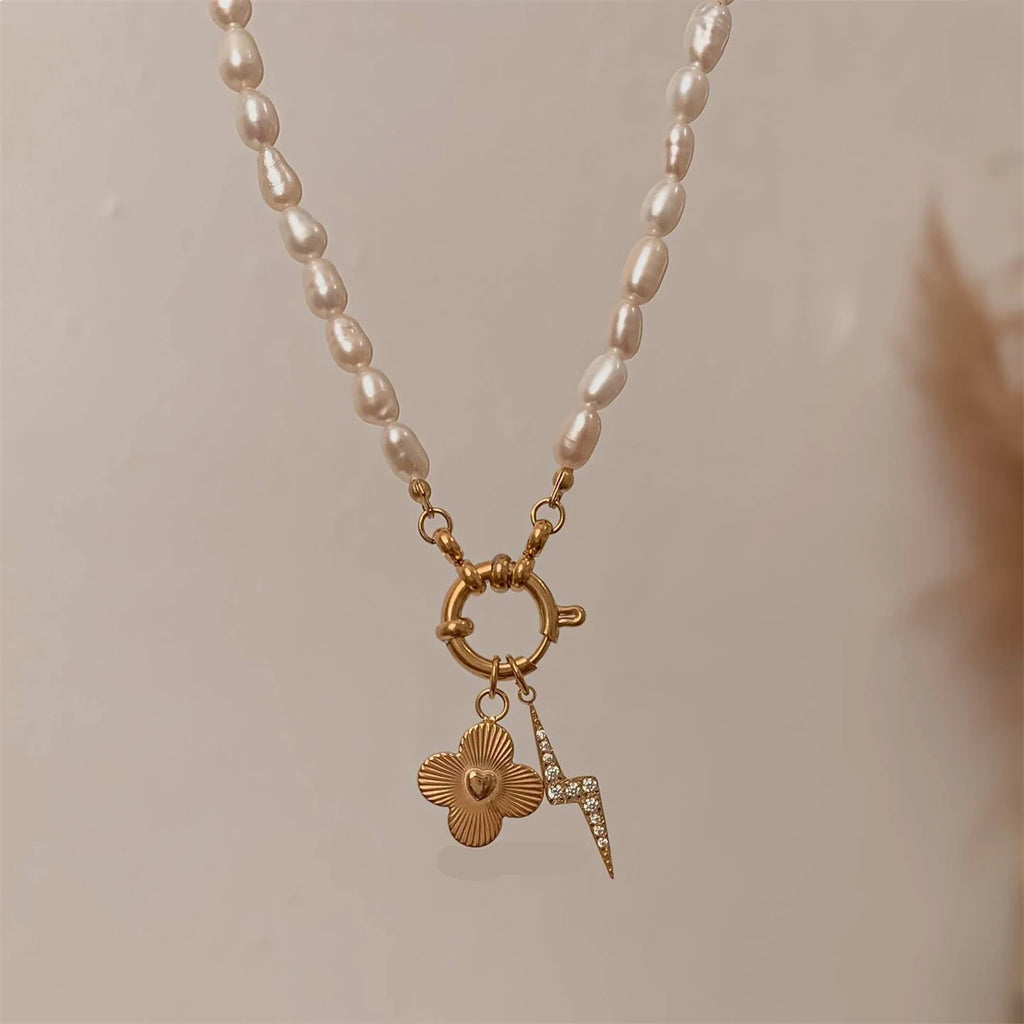 【DIY Pendant】Stainless Steel Lucky & Floral Charm Pendant - PS026