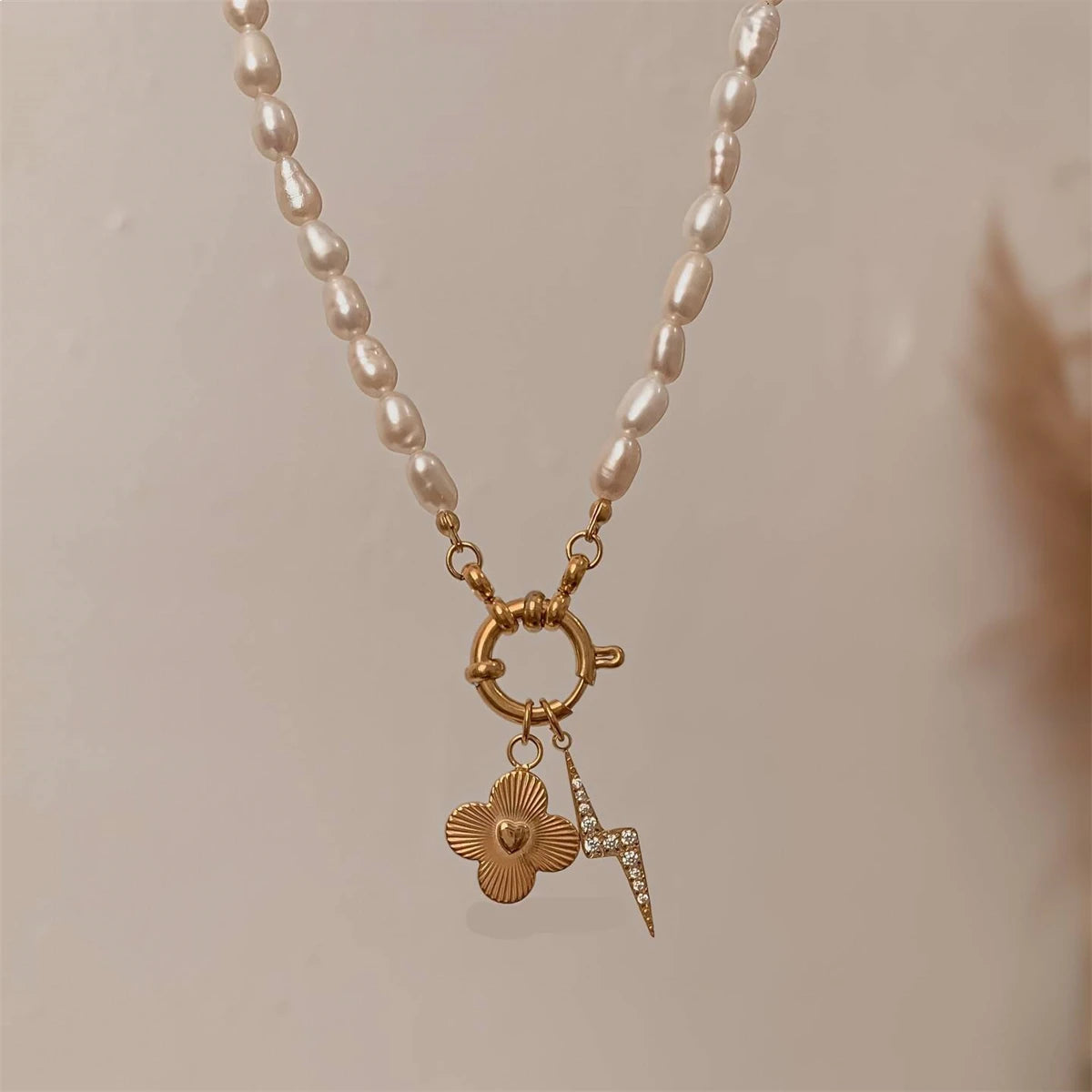 【DIY Pendant】Stainless Steel Lucky & Floral Charm Pendant - PS026