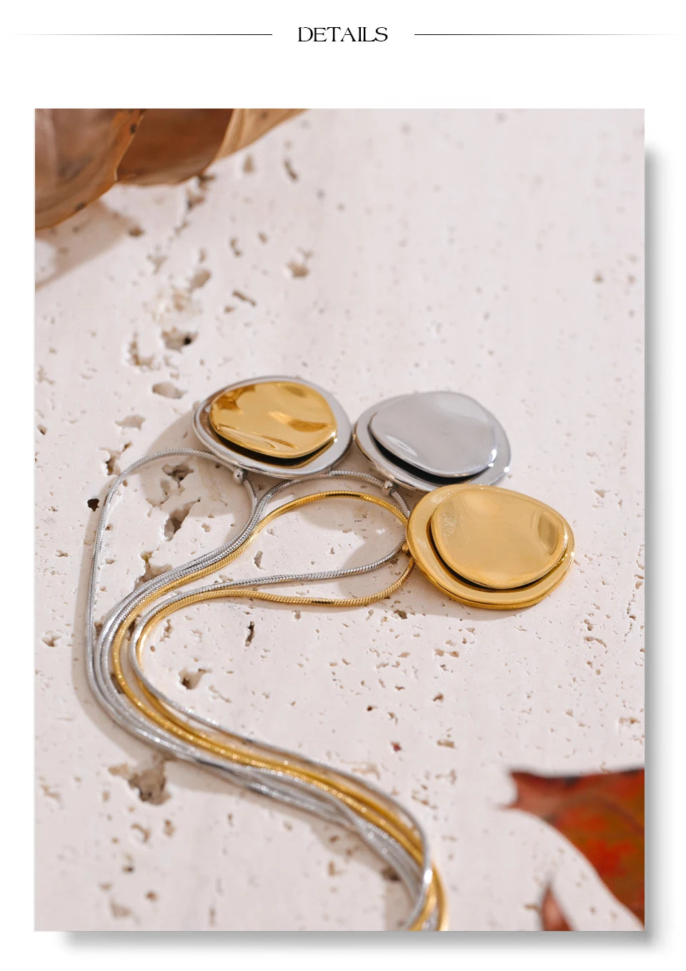 Coin geometric necklace in gold-plated stainless steel.