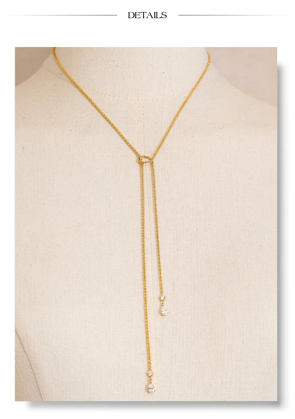 Cubic zirconia geometric chain necklace in gold-plated stainless steel with cubic zirconia.