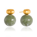 Green Pearl Stud Earrings — Stainless Steel · PS115