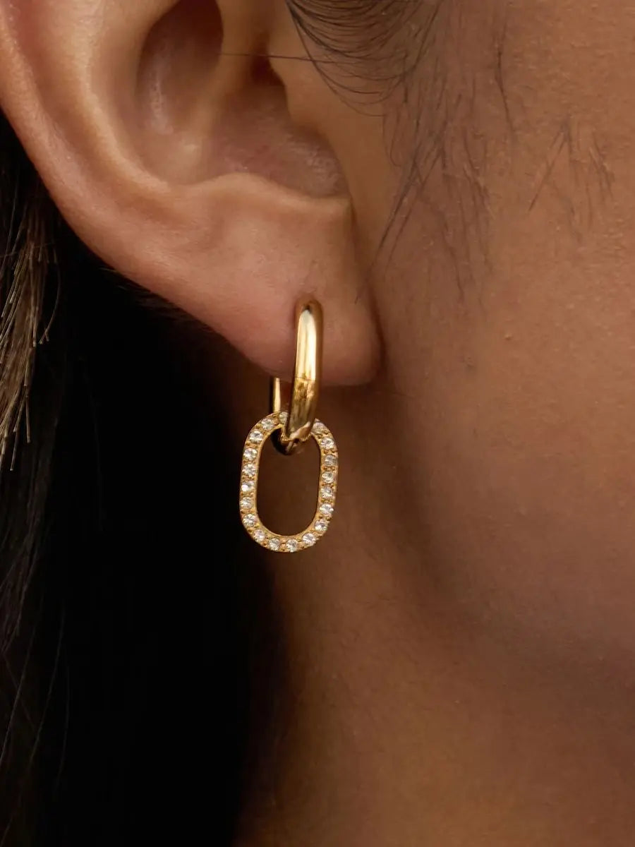 CZ Interlocking Earrings — Stainless Steel · PS286