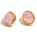 Resin multi-color geometric earrings in gold-plated stainless steel with resin.