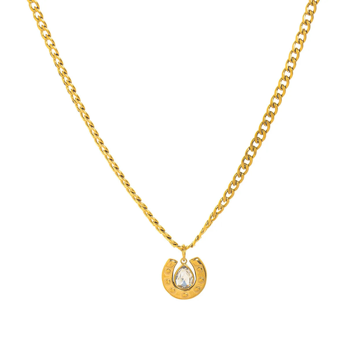 Stainless steel artistic retro cowboy boot cap horseshoe star necklace plated with real gold for color preservation
