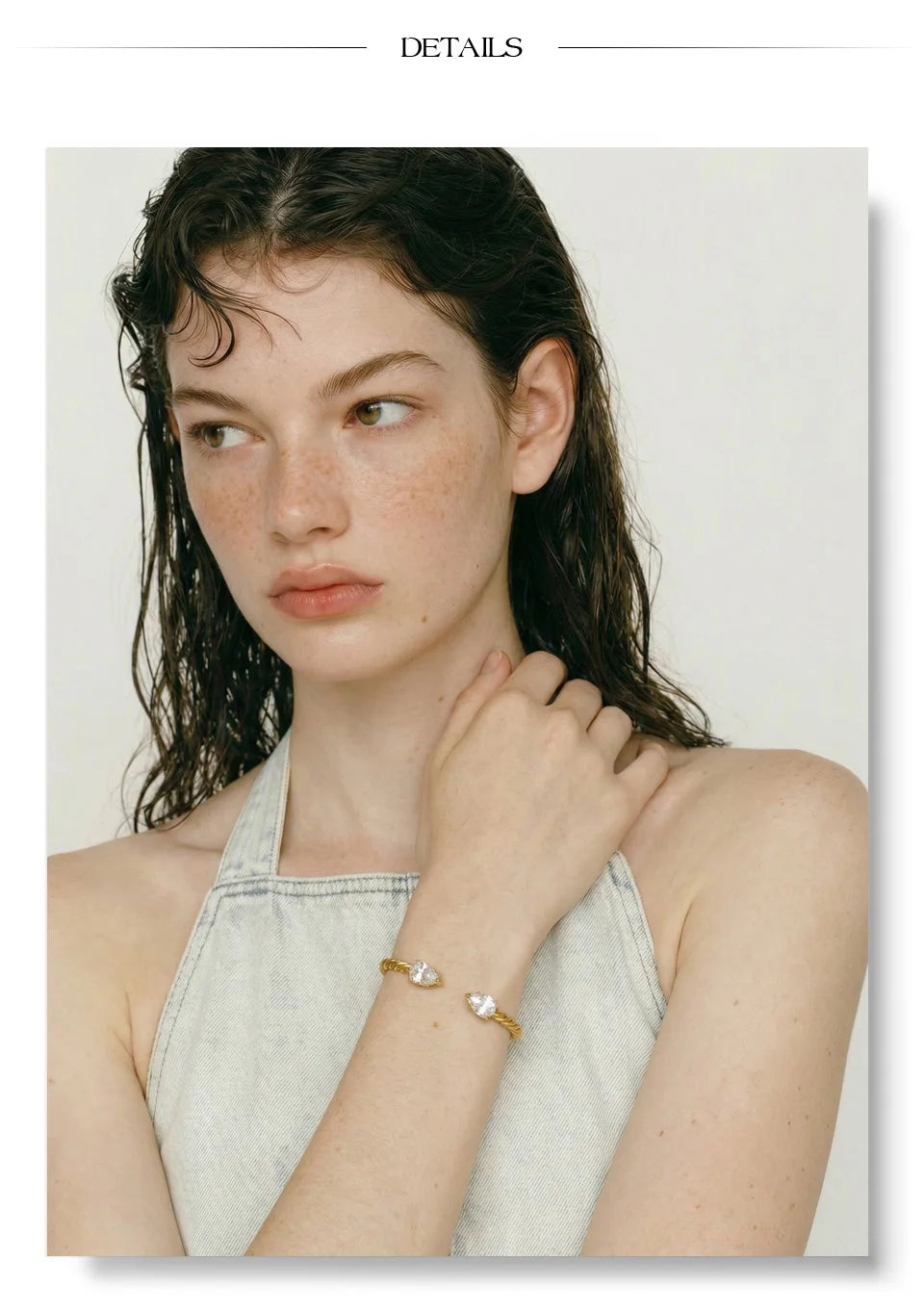 Cubic Zirconia Geometric Bracelet — Gold-Plated Stainless Steel with Cubic Zirconia · PS2182