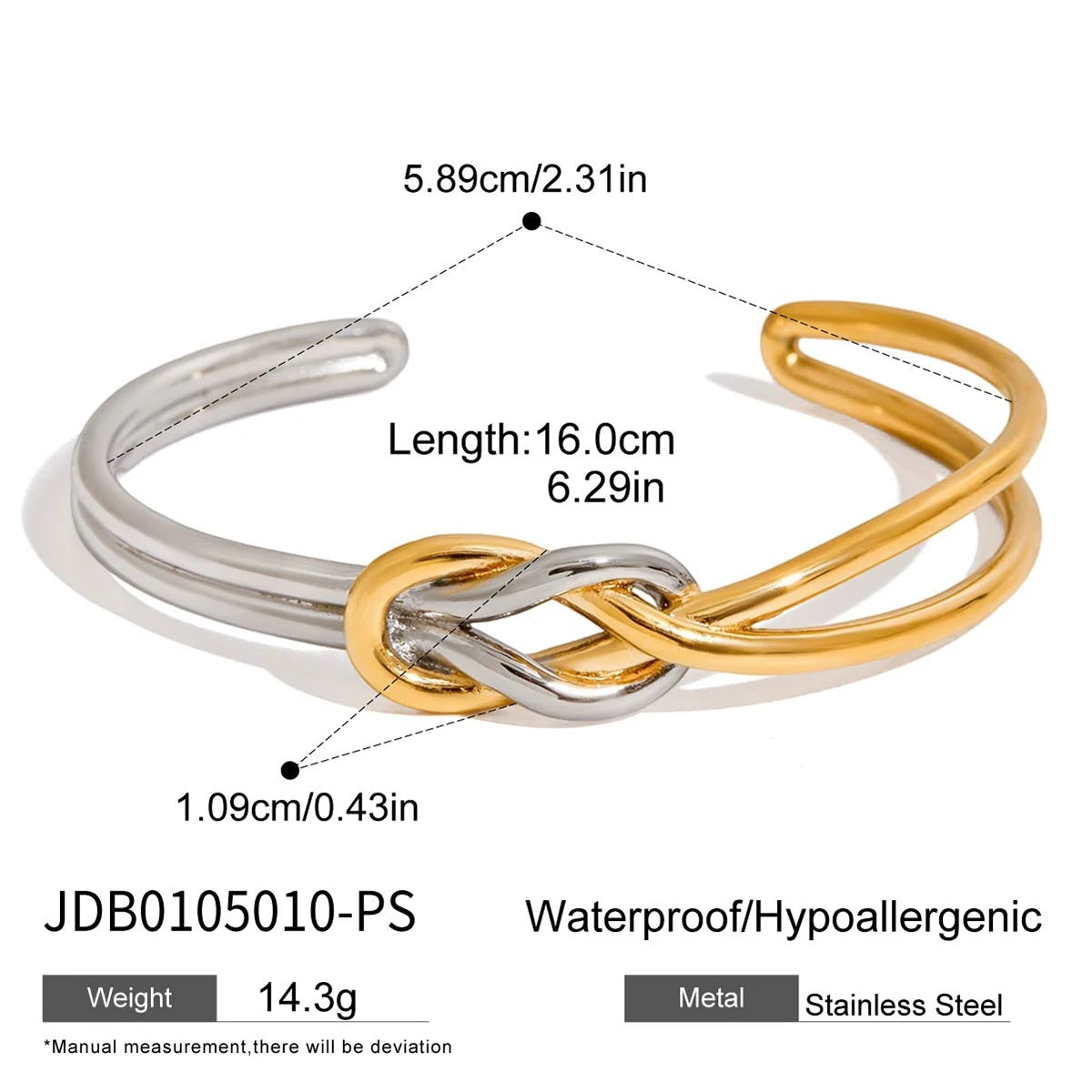 Two-Tone Knot Bracelet — Stainless Steel · PS366