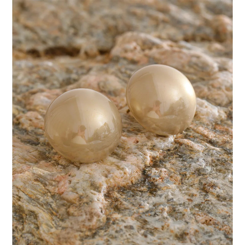 Pearl Geometric Earrings — Gold-Plated Stainless Steel with Pearl · PS1659