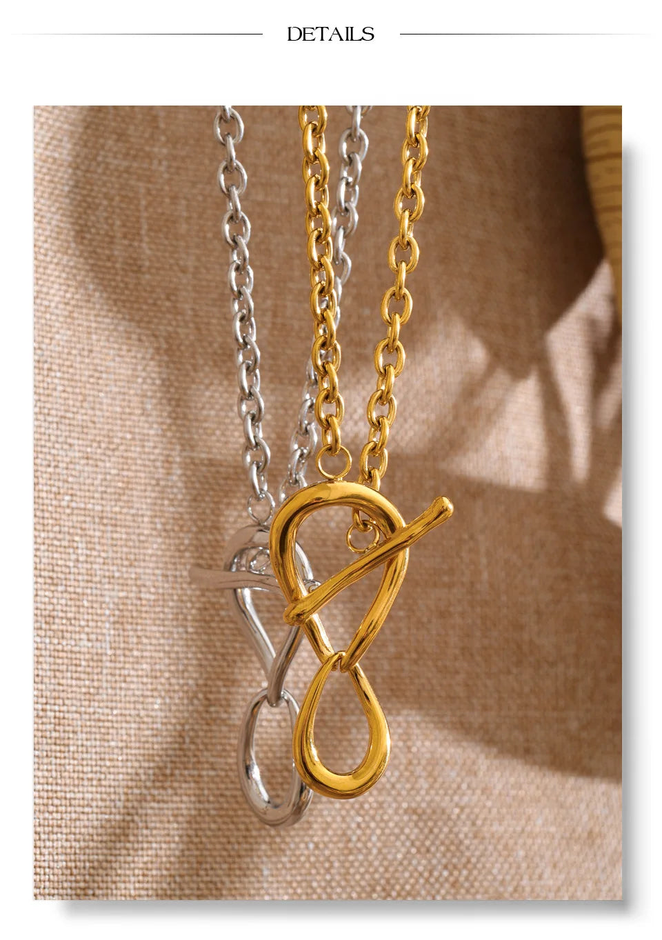 Geometric necklace in gold-plated stainless steel.