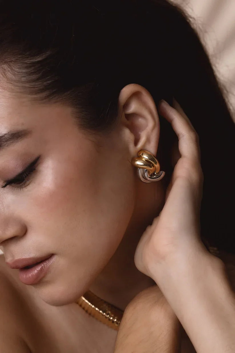 Chunky Knot Earrings — Stainless Steel · PS122