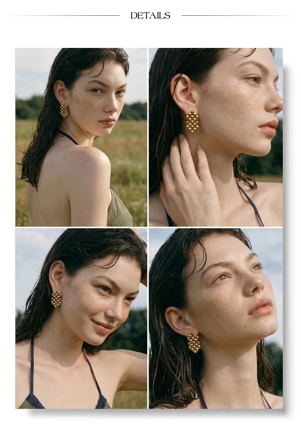 Geometric earrings in gold-plated stainless steel.