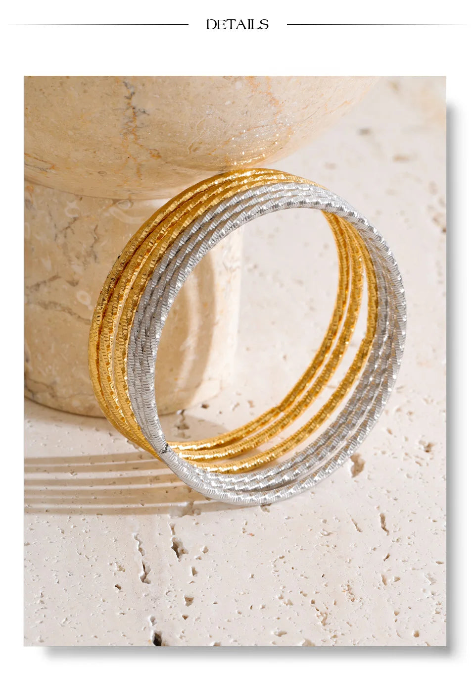 Geometric Layered Bracelet — Gold-Plated Stainless Steel · PS1635