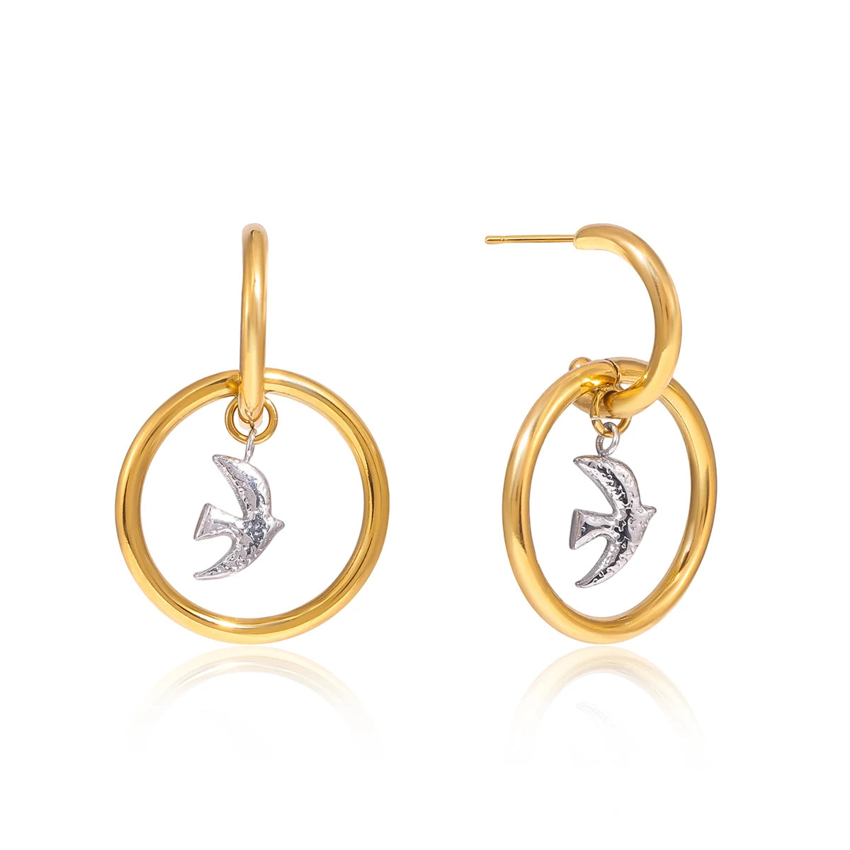 Star Hoop Drop Earrings — Stainless Steel · PS110