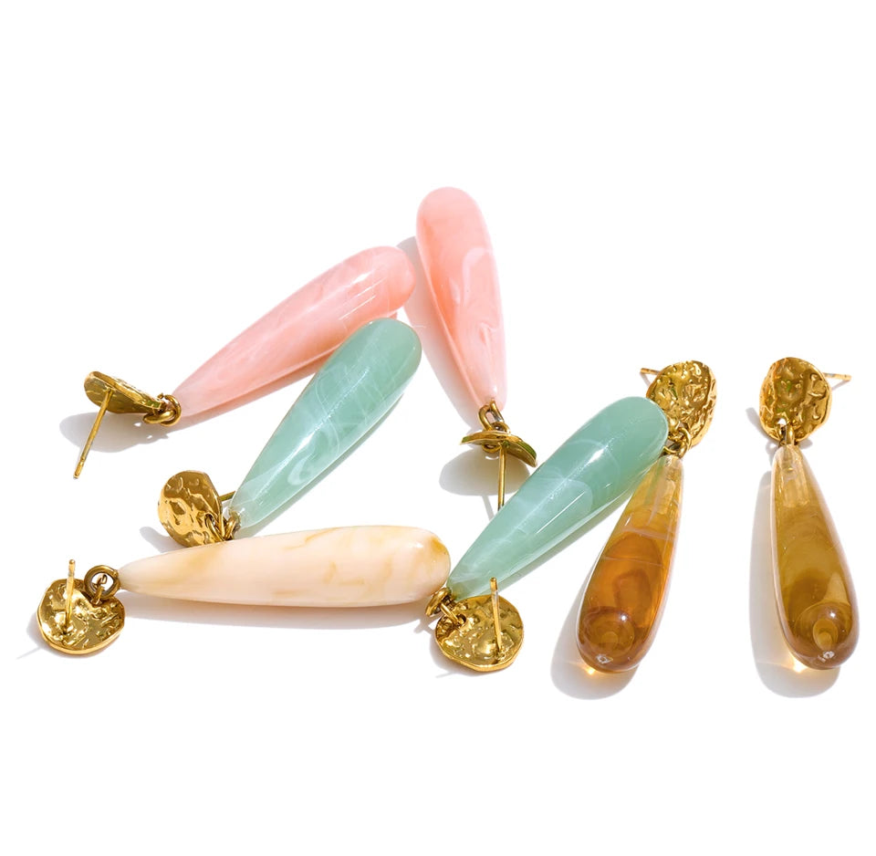 Resin Earrings — Gold-Plated Stainless Steel with Resin · PS2310