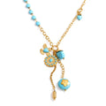 Natural stone flower geometric necklace in gold-plated stainless steel with natural stone.