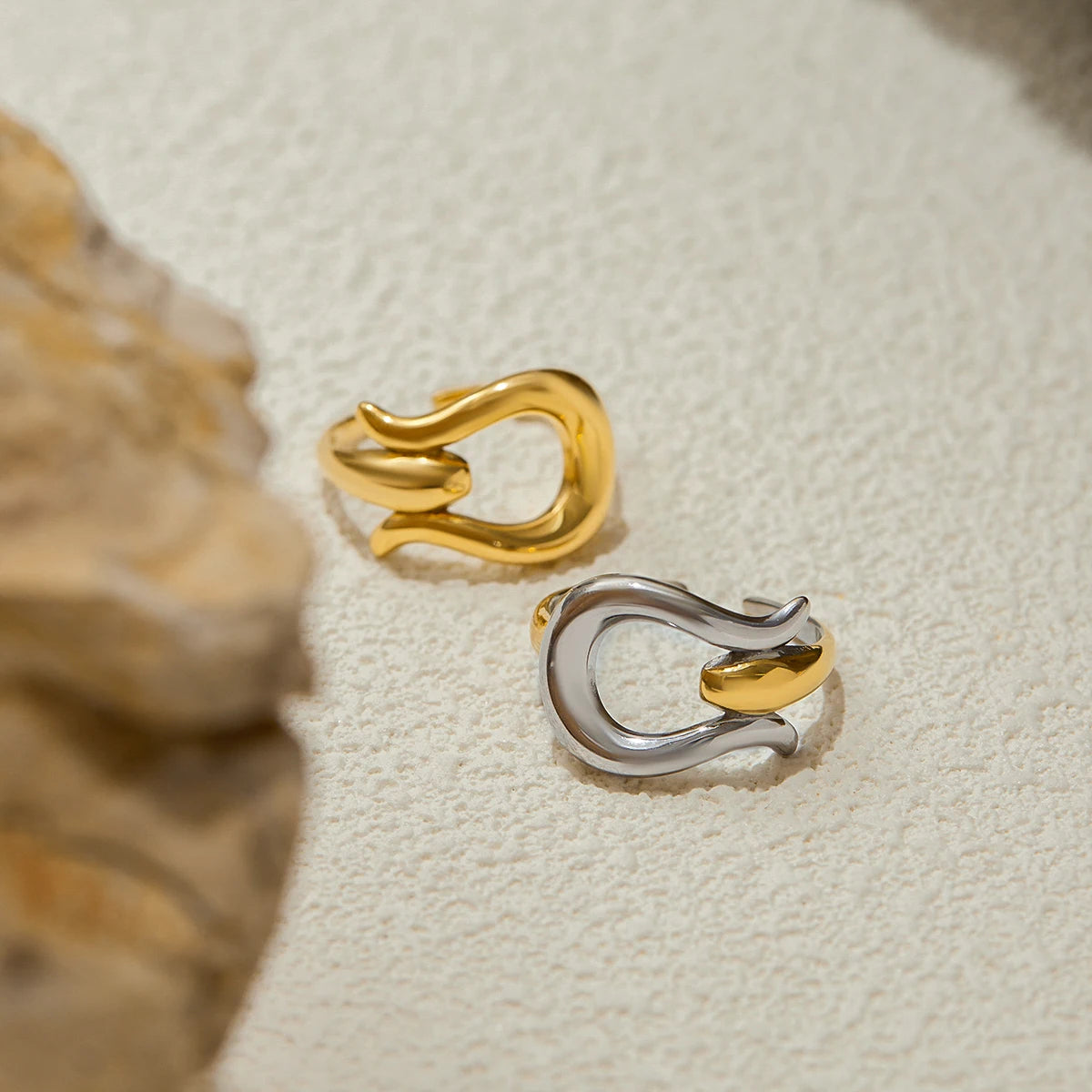 Smooth Irregular Open Ring — Stainless Steel · PS343