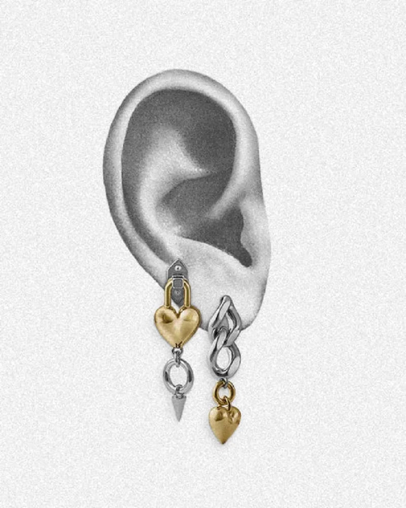 Heart Spike Drop Earrings — Stainless Steel · PS061