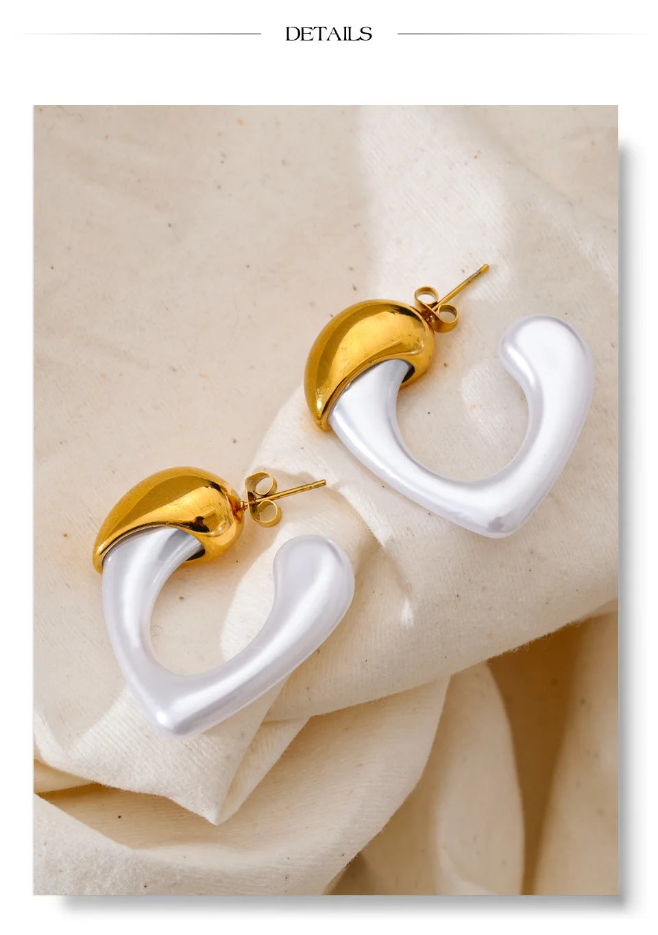 Pearl heart vintage earrings in gold-plated stainless steel with pearl.