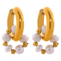 Freshwater Pearl Geometric Earrings — 18K Gold-Plated Stainless Steel with Freshwater Pearl · PS1683