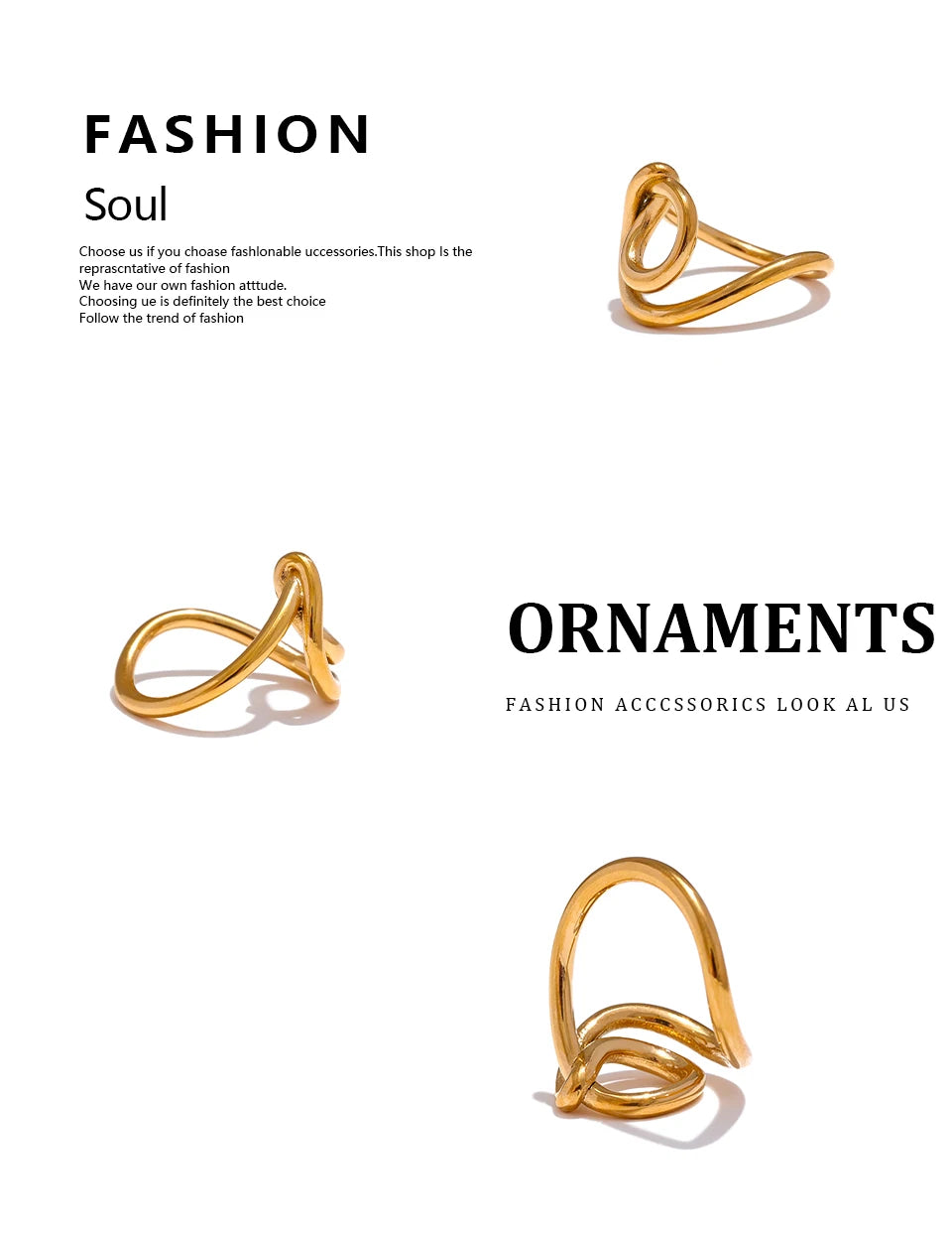 Geometric ring in 18K gold-plated 316L stainless steel.