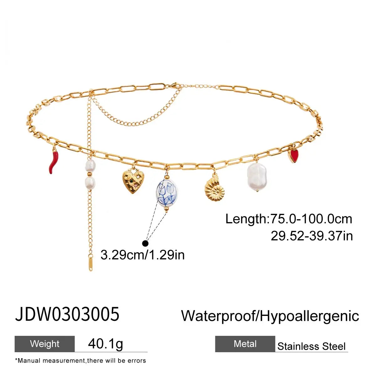 Pearl Belly Chain Pendant Collection — Stainless Steel · PS202