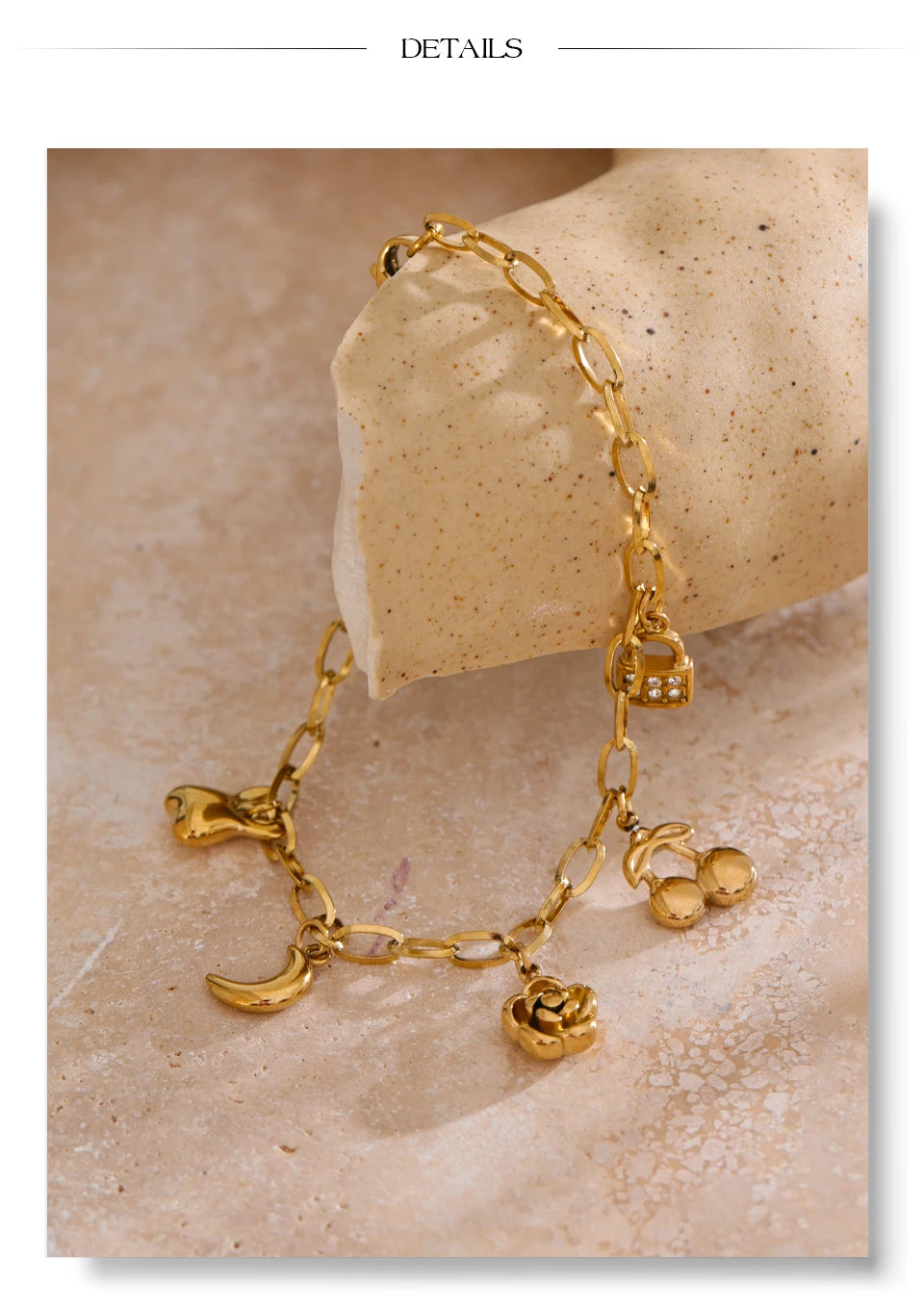 Flower Moon Geometric Bracelet — Gold-Plated Stainless Steel · PS1664