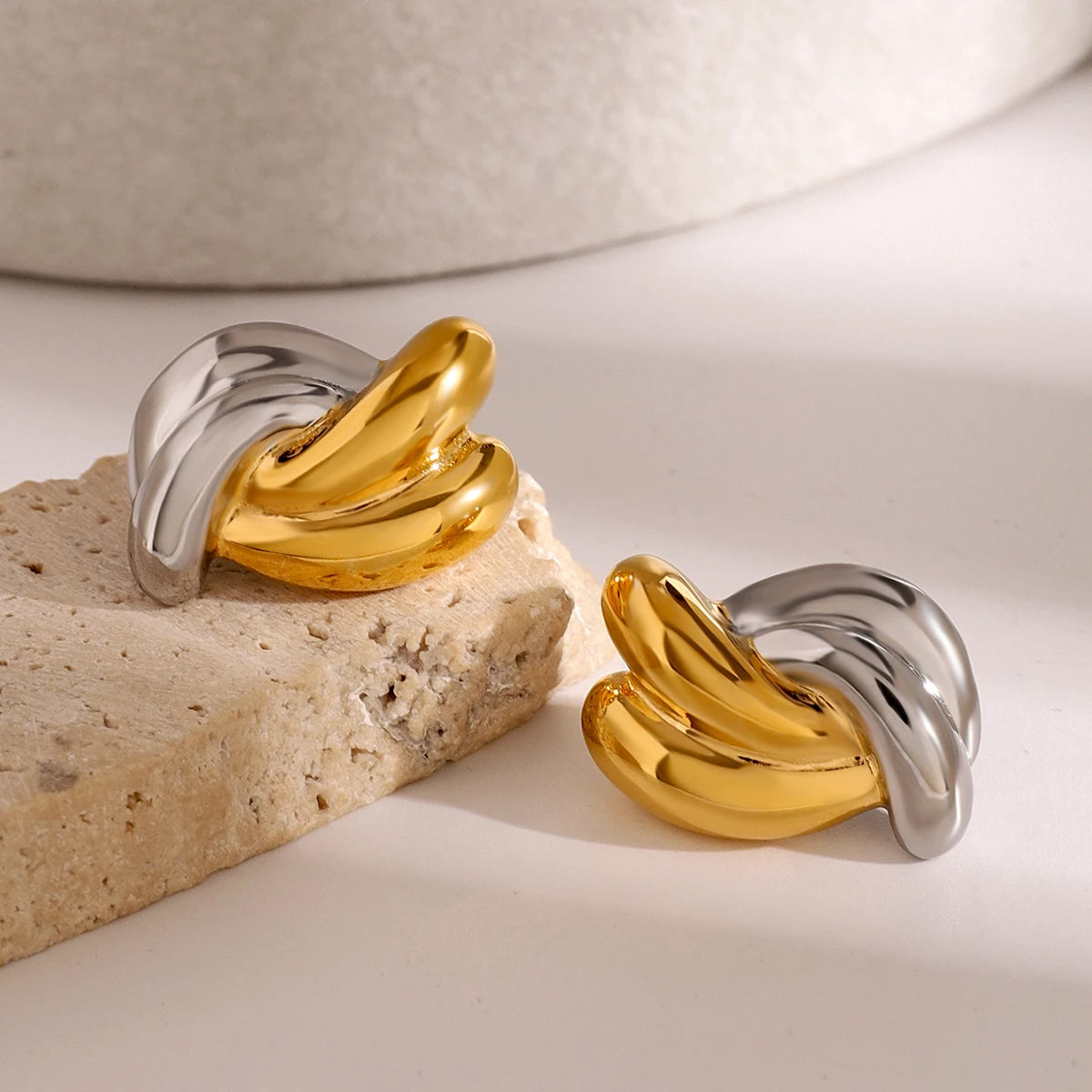 Chunky Knot Earrings — Stainless Steel · PS122