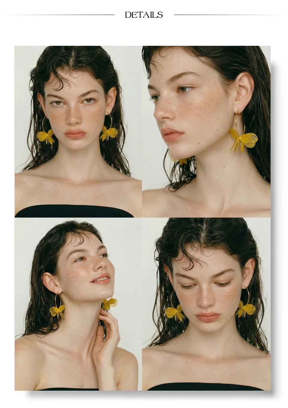 Flower earrings in gold-plated stainless steel.