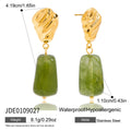 Green Stone Drop Earrings — Stainless Steel · PS097