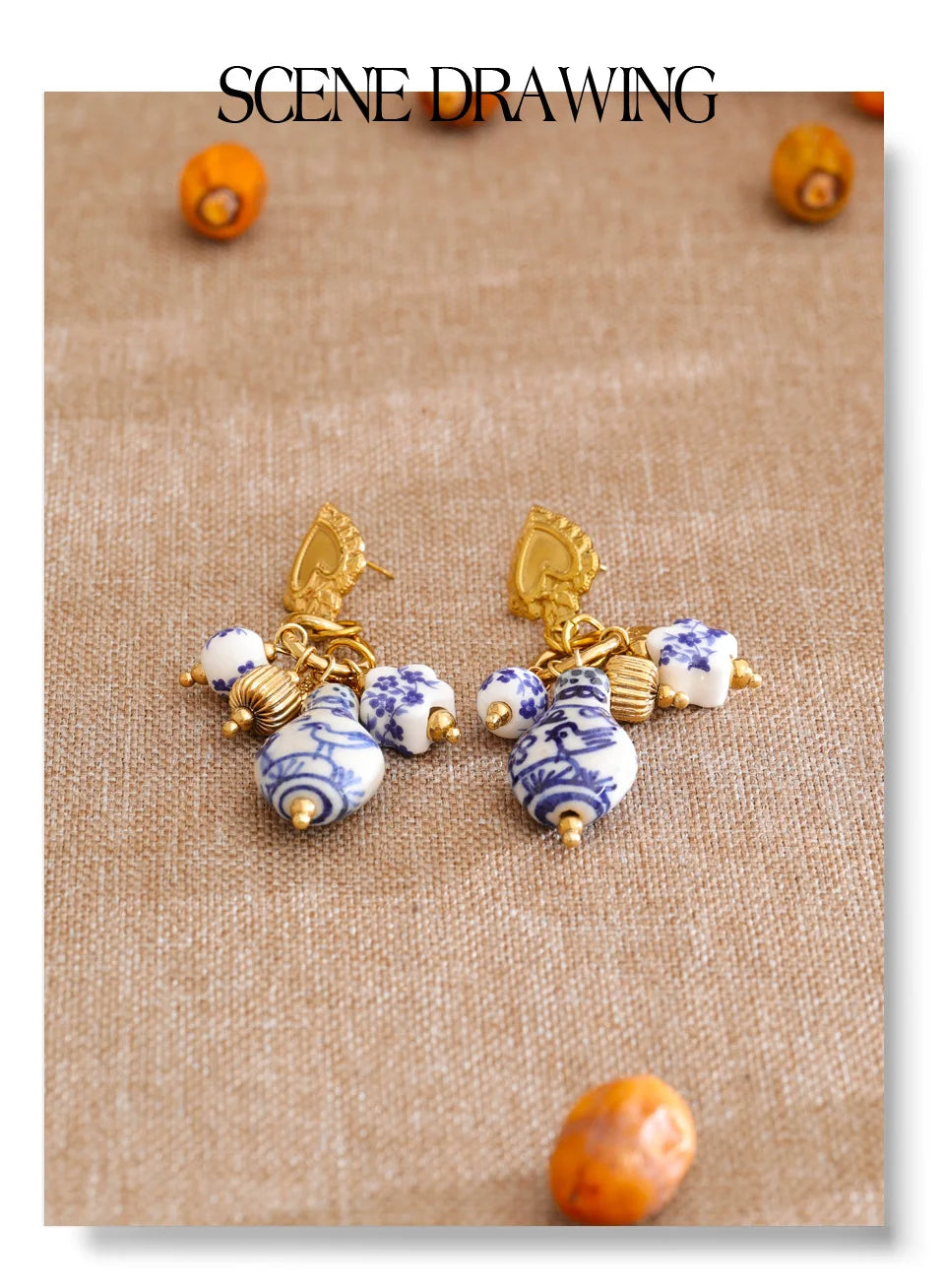 Heart flower geometric earrings in gold-plated stainless steel.
