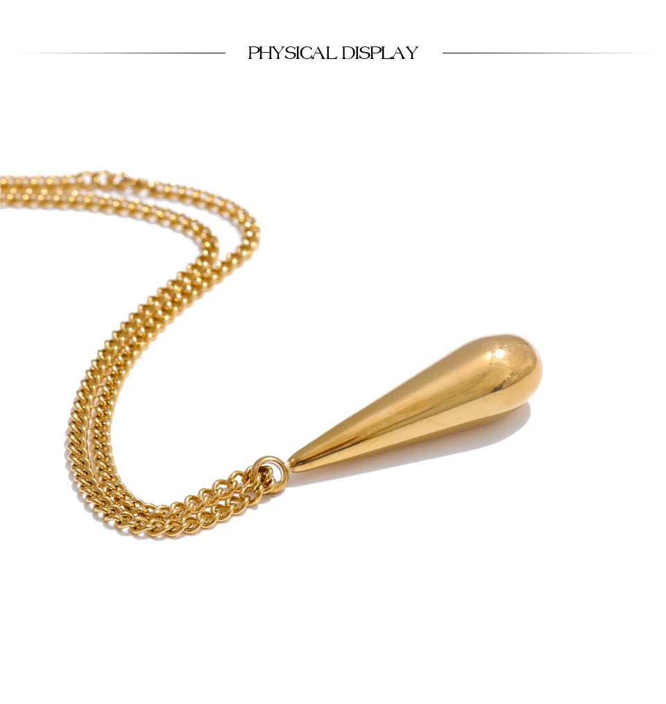 Water drop necklace in gold-plated stainless steel.