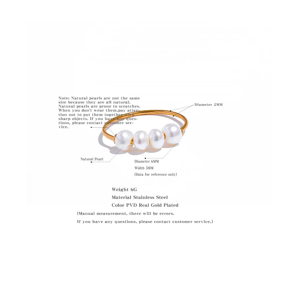 Freshwater pearl geometric ring in 18K gold-plated stainless steel with freshwater pearl.