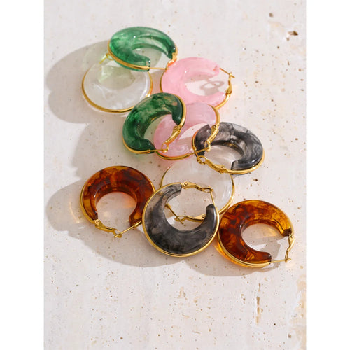 Black Acrylic Geometric Earrings — Gold-Plated Stainless Steel with Acrylic · PS2280