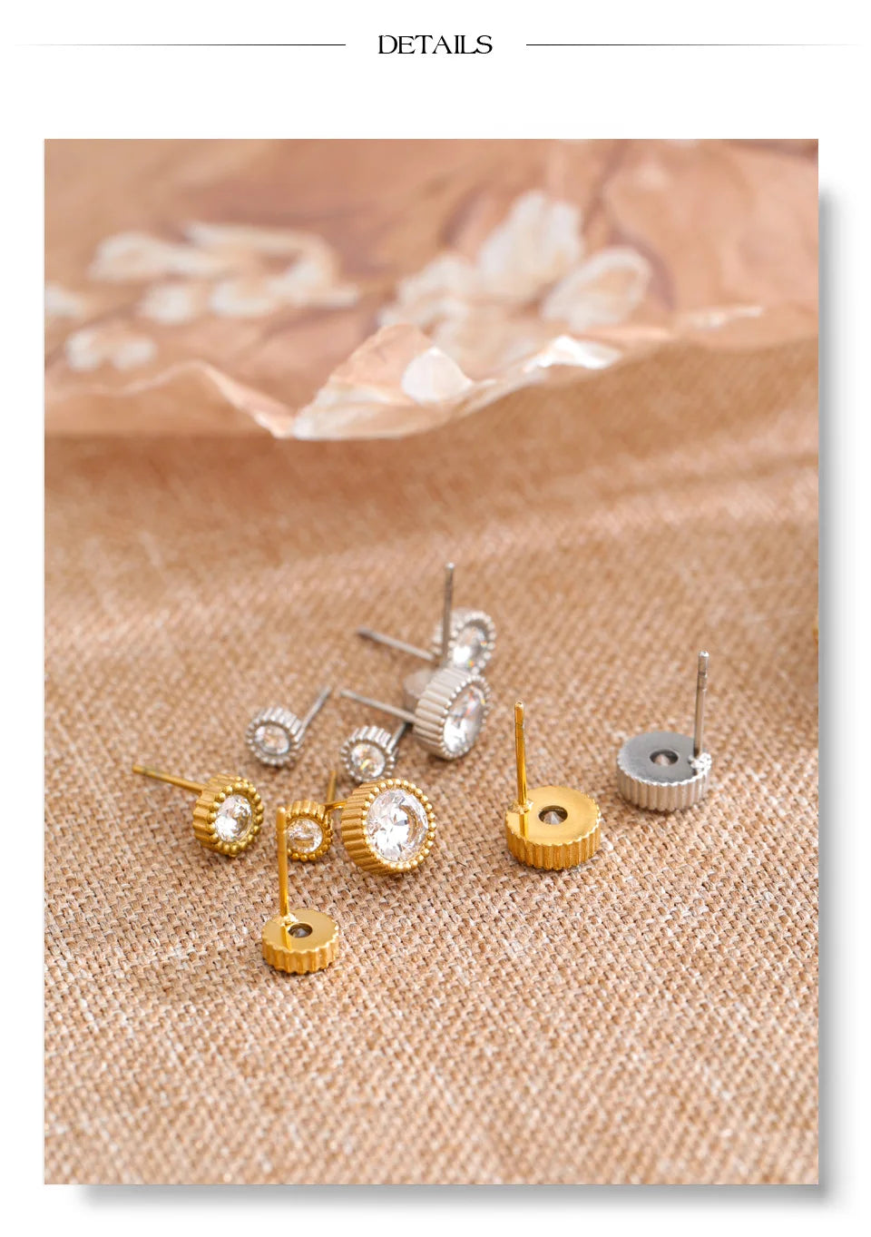 Cubic Zirconia Geometric Earrings — Gold-Plated Stainless Steel with Cubic Zirconia · PS1129