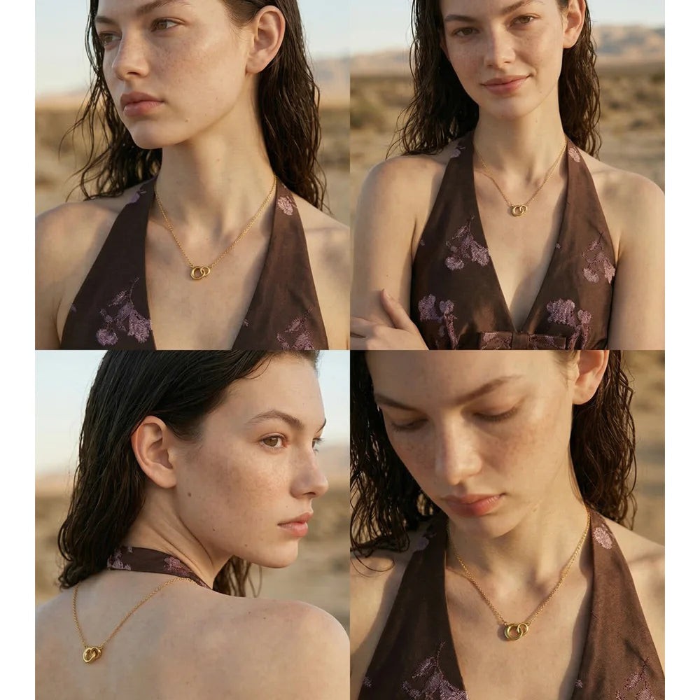 Coin geometric necklace in gold-plated stainless steel.