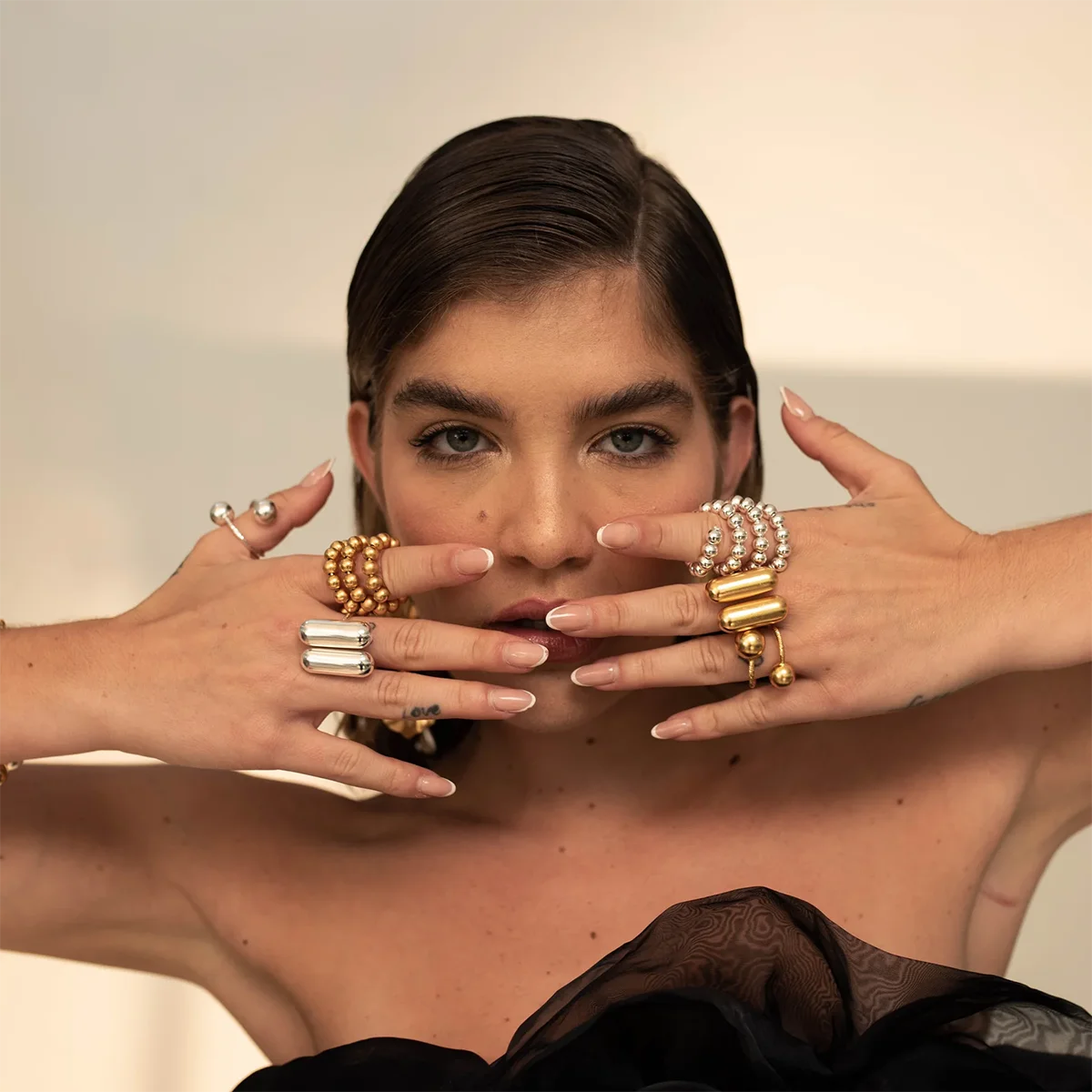 Mixed Statement Ring Stack — Stainless Steel · PS264