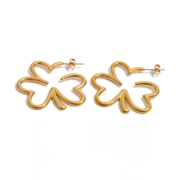 Flower Minimalist Earrings — Gold-Plated Stainless Steel · PS1296